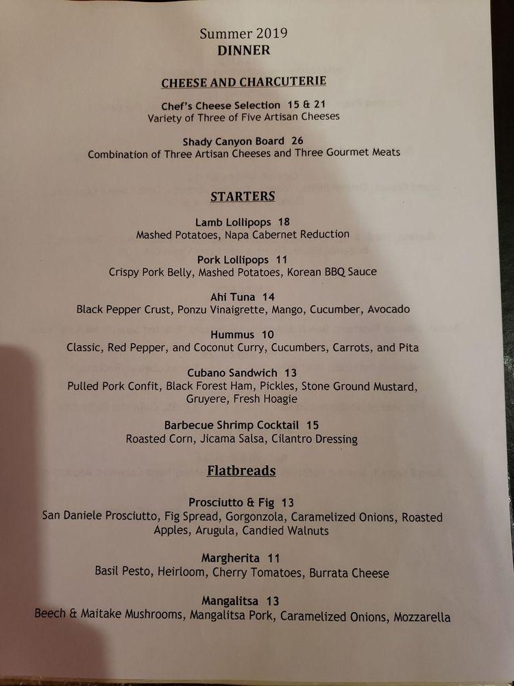 Menu at Bacchus Bar and Bistro, Irvine