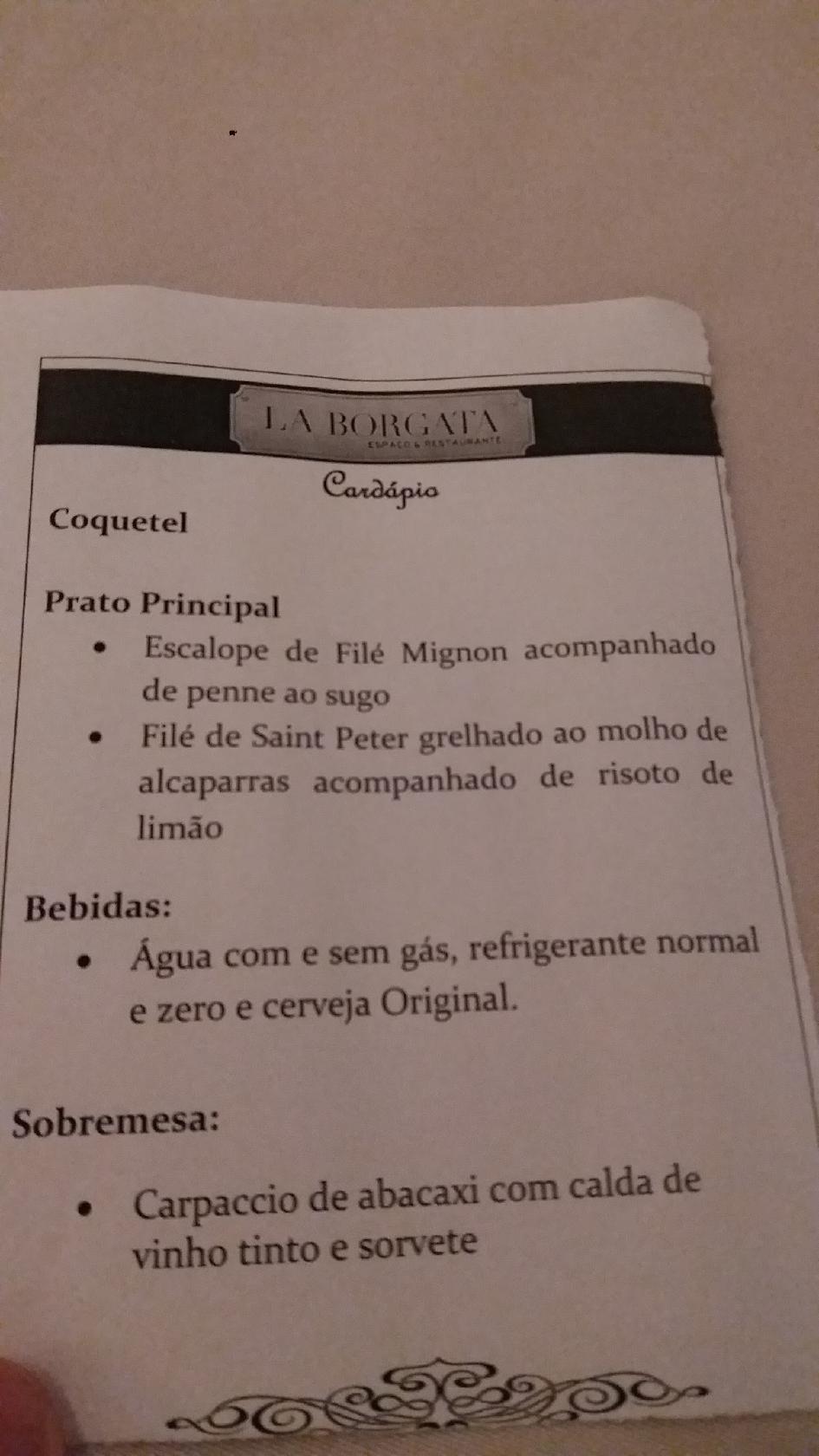 La Borgata Gastronomia cardápio