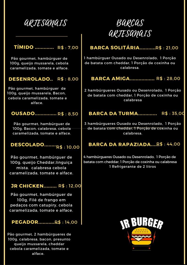 JR BURGER cardápio