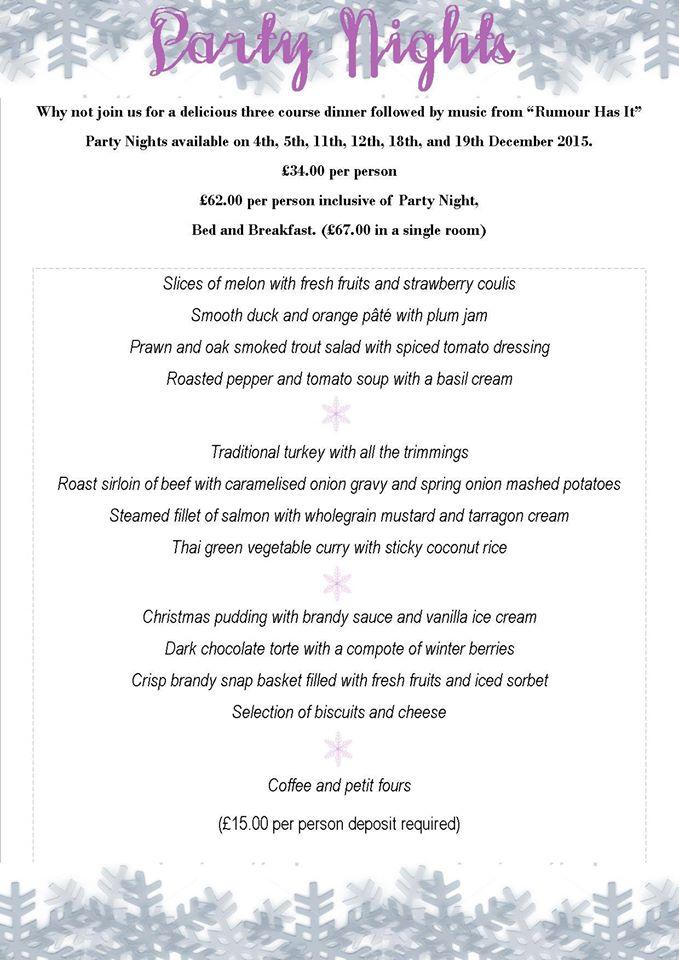 Menu at Malin Court restaurant, Turnberry