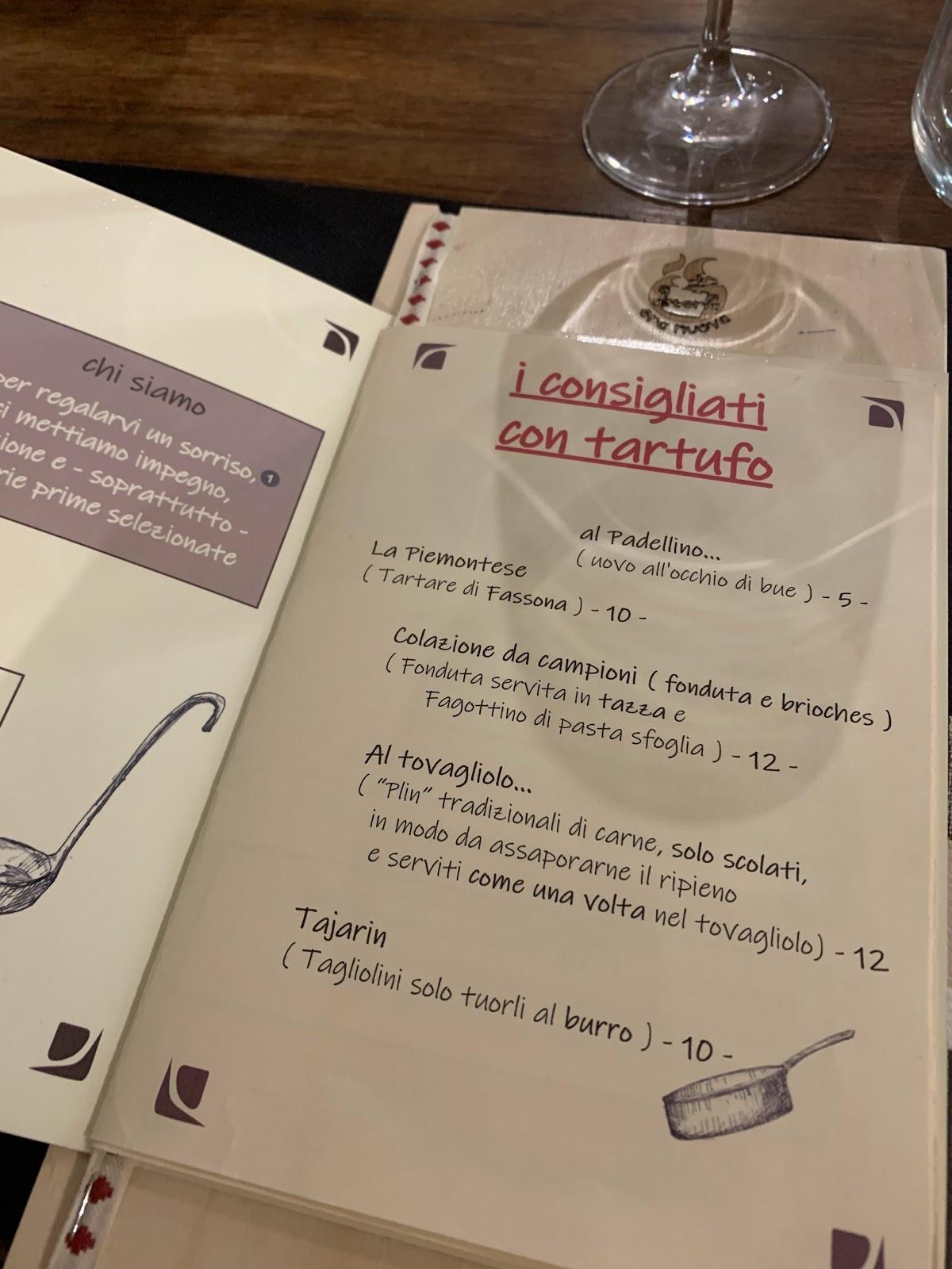 Speisekarte von Osteria Era Nuova restaurant, Alba