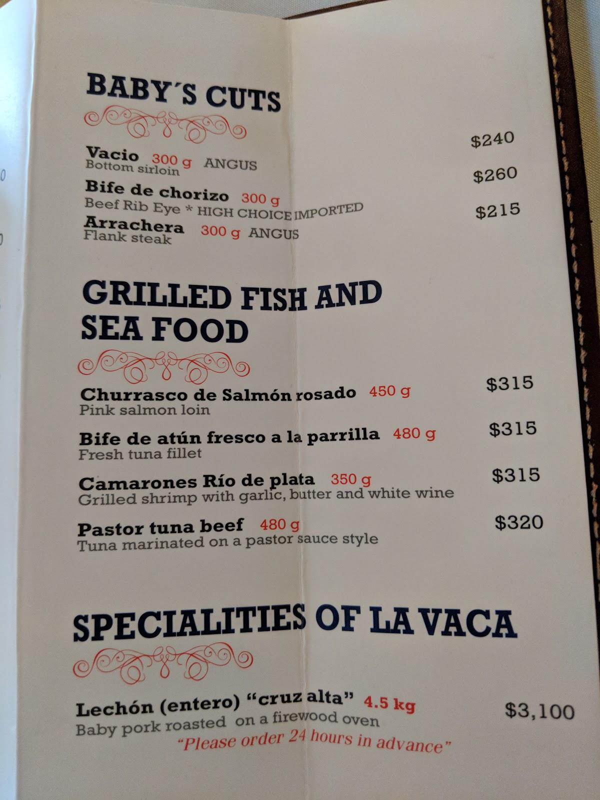 Carta Del Restaurante Asador La Vaca Argentina Plaza Picacho Zapopan