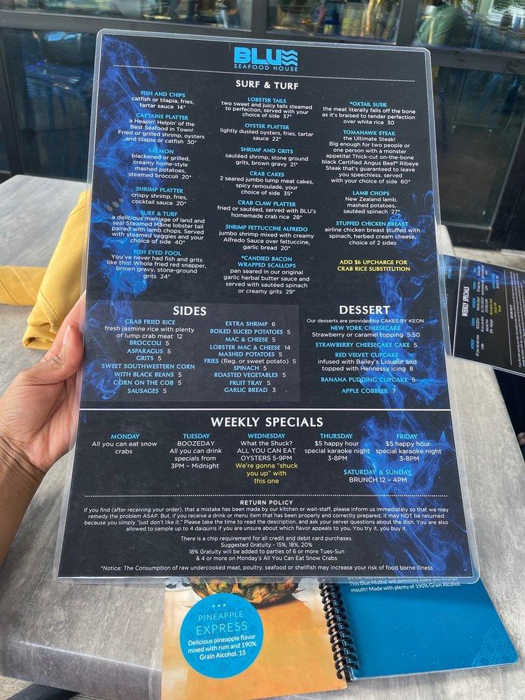 Menu at Cirque Blu Seafood House restaurant, Atlanta