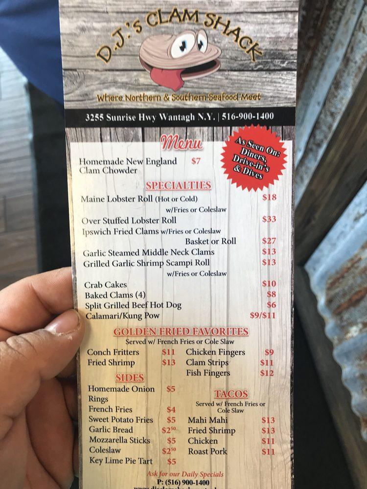 Menu at DJ's Clam Shack Wantagh restaurant, Wantagh