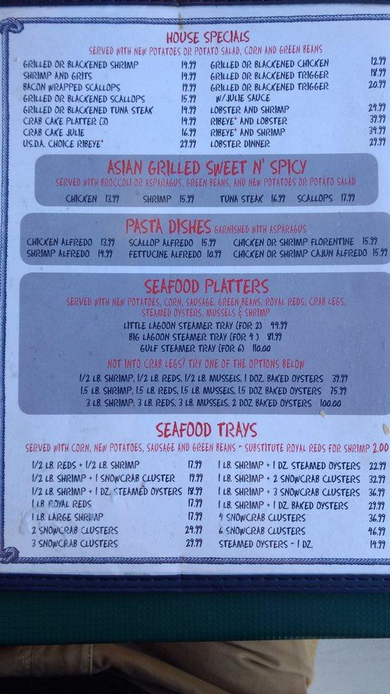 Menu at The Steamer Baked Oyster Bar, Gulf Shores