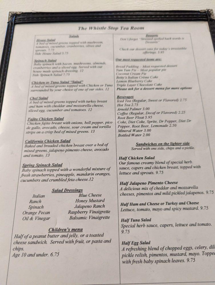 Menu at Whistle Stop Tea Room desserts, Tomball, 107 Commerce St