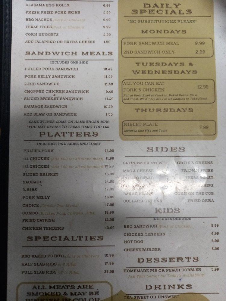 Menu at Brother's BBQ, Pensacola
