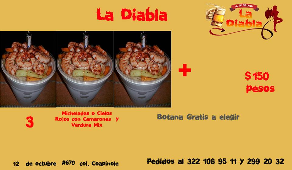 Carta del restaurante La Diabla, Puerto Vallarta