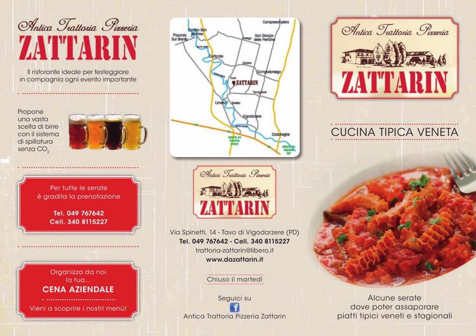 Menu at Antica Trattoria Pizzeria Zattarin, Tavo