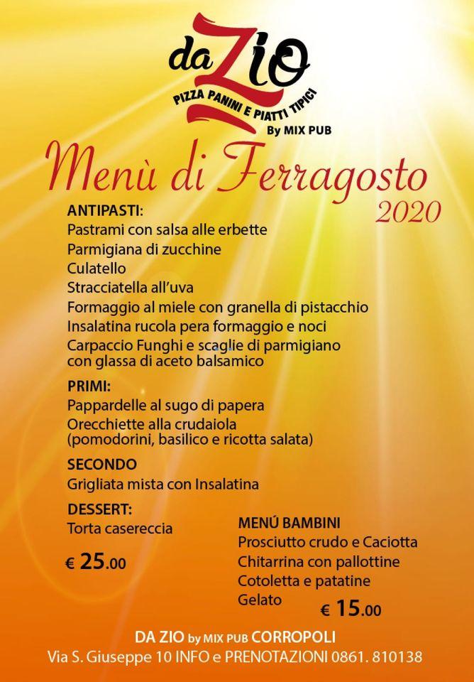 Menu di Da Zio 