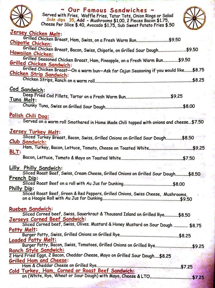 Menu at Jersey Lilly pub & bar, Roseburg