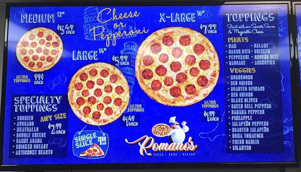 Menu at Romanos Pizza Subs And Salads pizzeria, Cathedral City