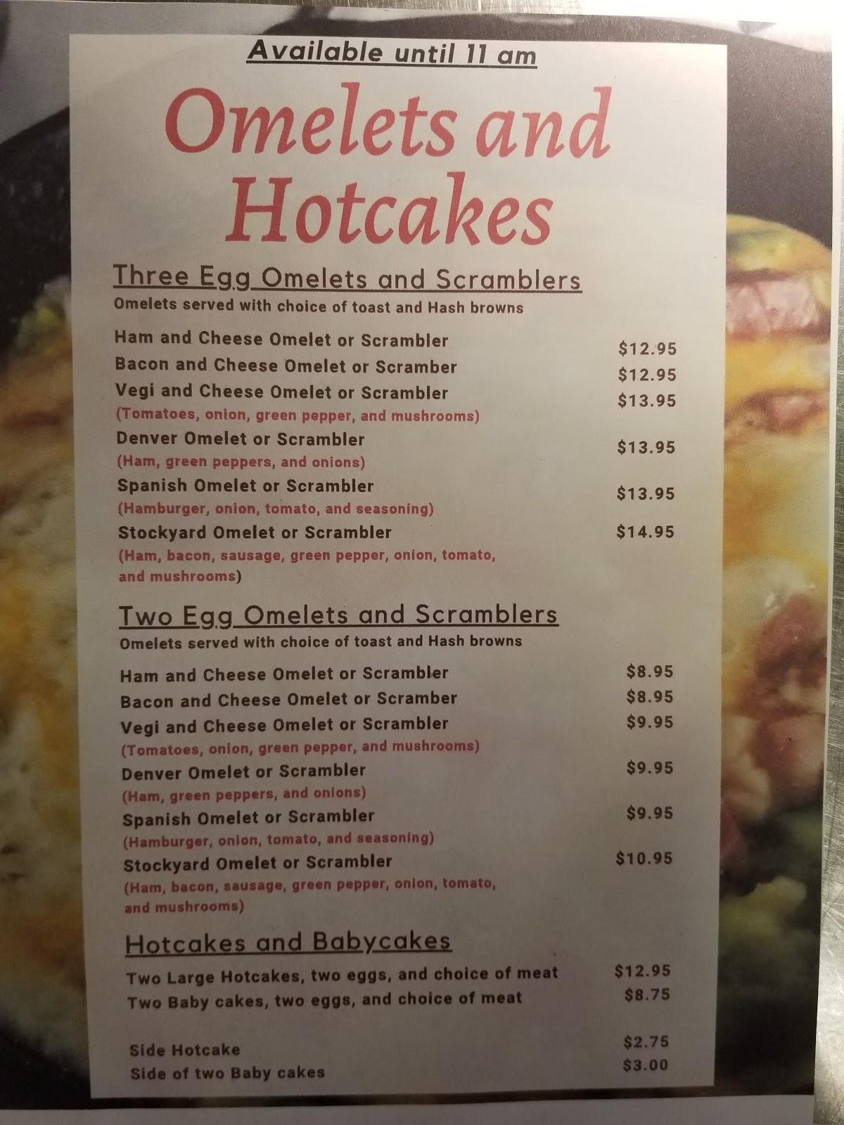 Menu at Stockyard Cafe Too Brewster location, Brewster