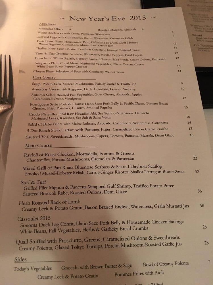 Menu at The Waterboy pub & bar, Sacramento