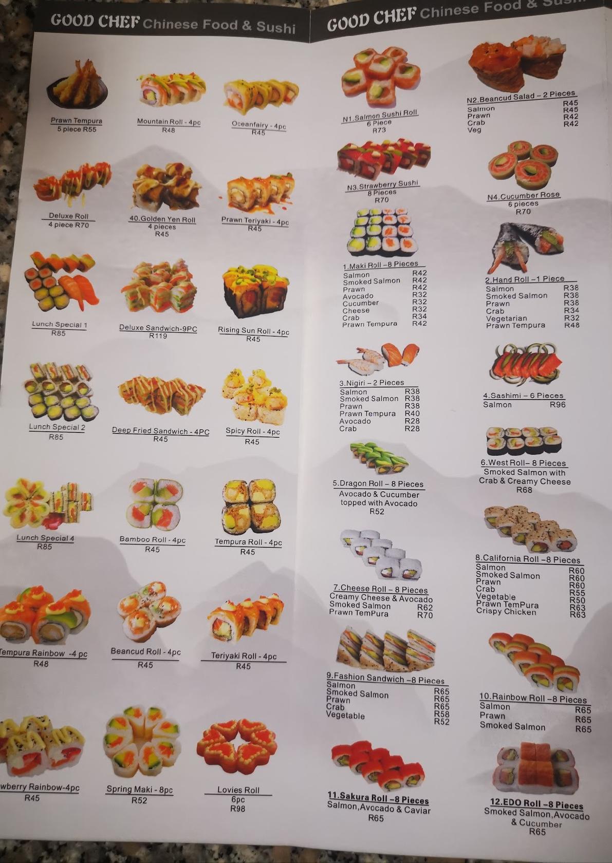 Menu at Good Chef Chinese Take Away & Sushi Bar, Krugersdorp, Shop 6