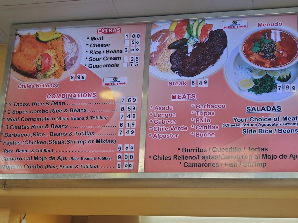 Super deals taco menu