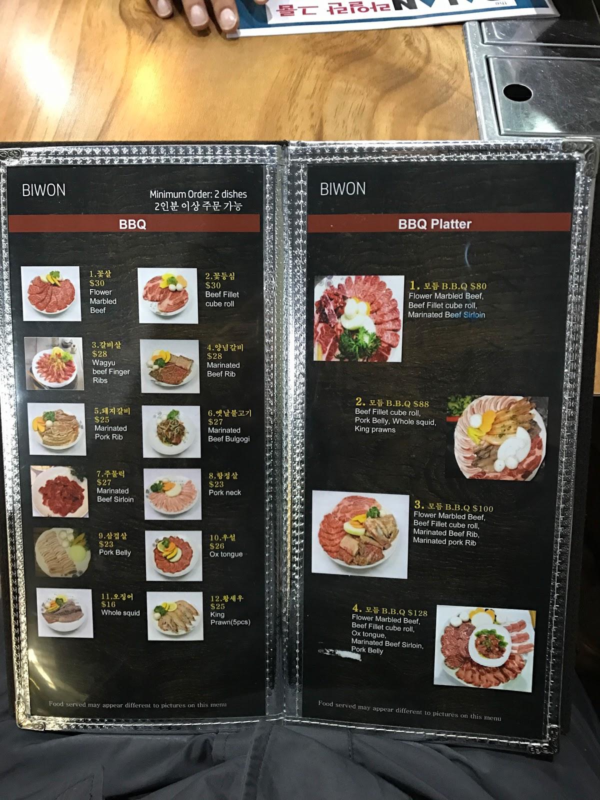 Menu at Biwon BBQ Hornsby, Hornsby