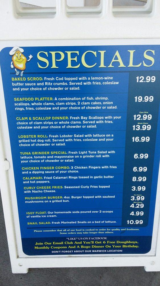 Carta del restaurante Iggy's Doughboys, Narragansett