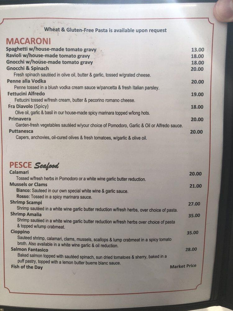 Menu at La Piazza pub & bar, Wildwood