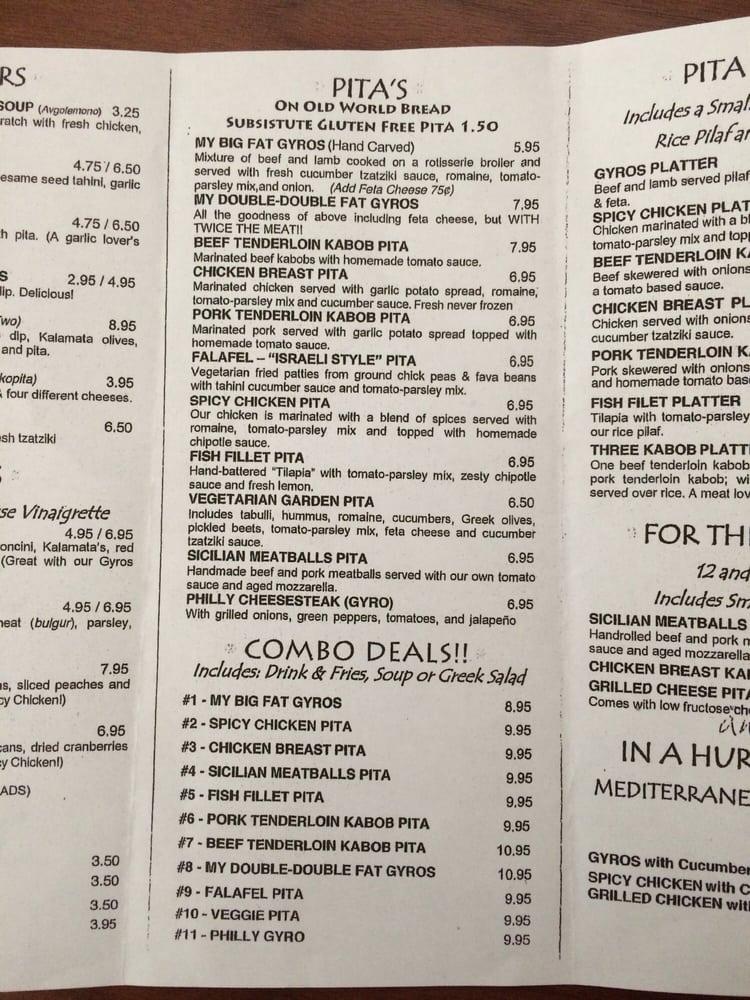 Menu at Mad Pita Express restaurant, St.
