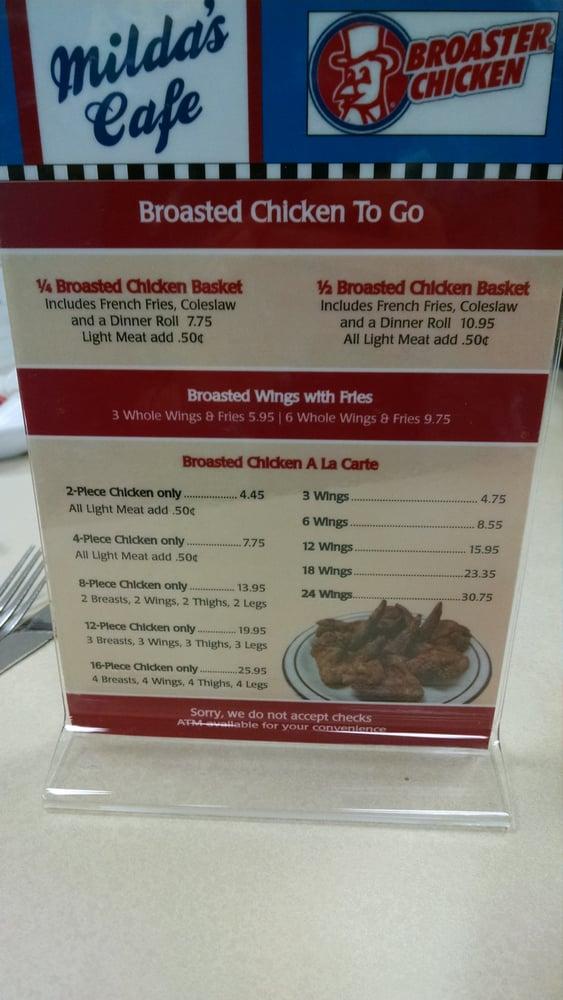 Menu at Milda's Cafe, Minneapolis