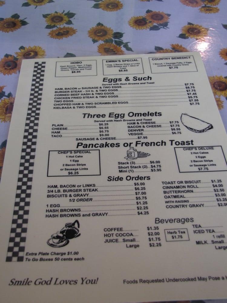 Menu at Little Crane Cafe, Vader