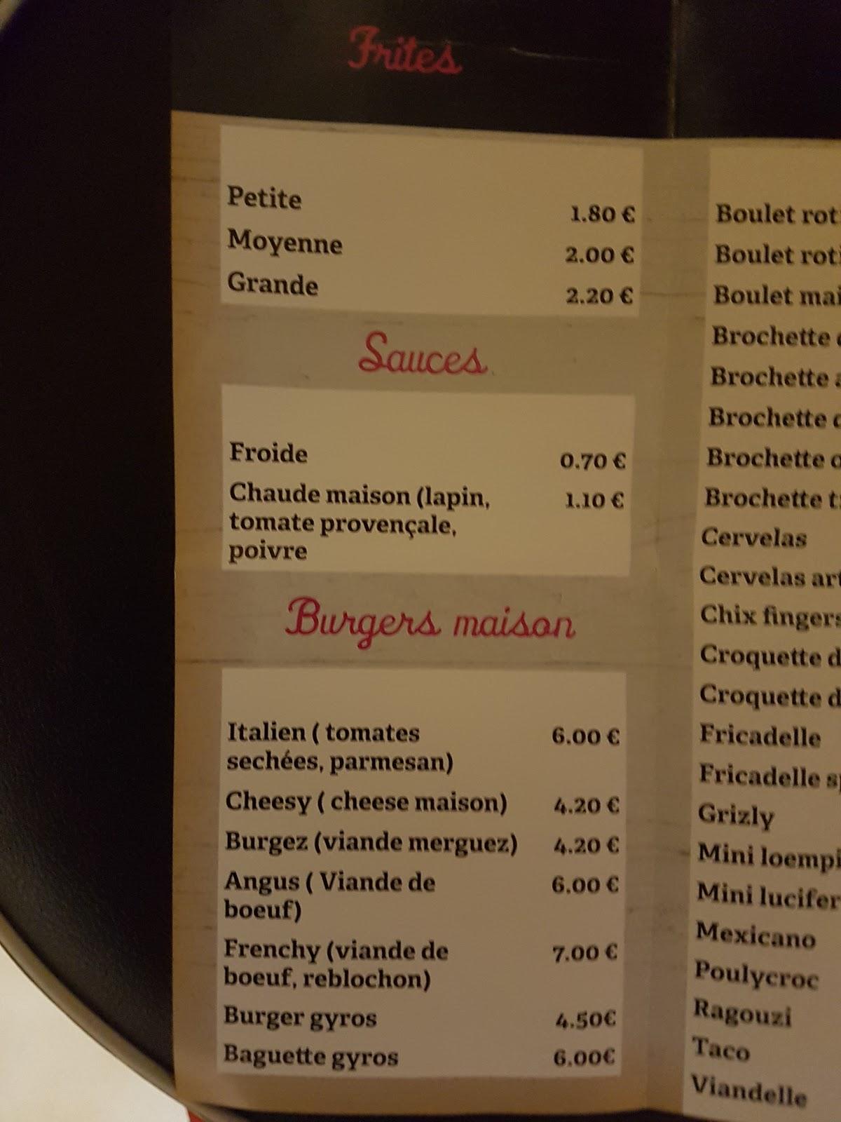 Menu at Le Gourmand, Engis