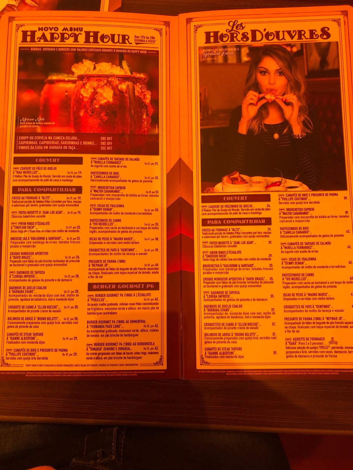 Menu at Paris 6 Bistrô Cuiabá, Cuiabá