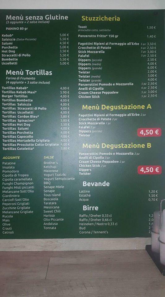 Menu da Brother's Food burgeria fast food, Grottaglie