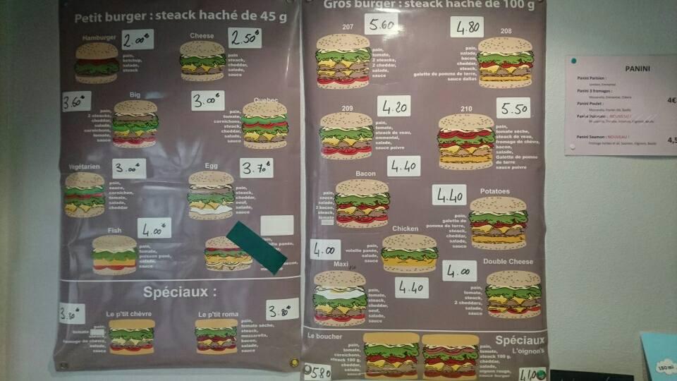 Menu de Quebec Burger