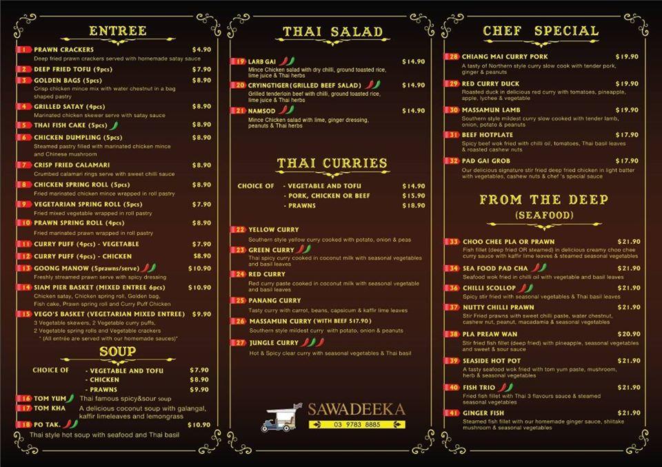 Top Thai Takeaway Menu