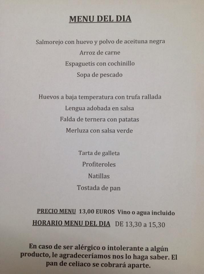 Menu at Restaurante BEGOÑA Gorliz, Gorliz