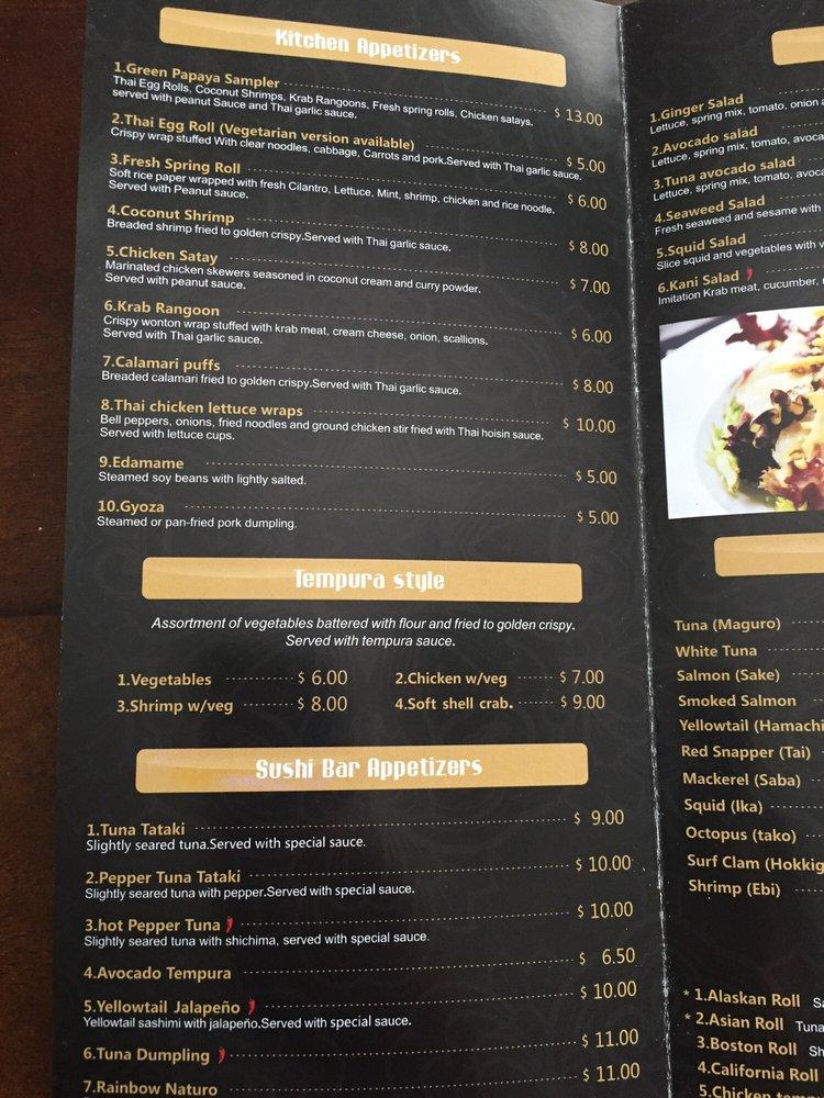Menu at （St Augustine)Green Papaya Thai & Sushi restaurant, St. Augustine