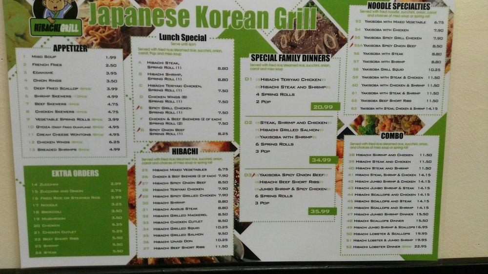 Menu at Hibachi Grill restaurant, Pickering