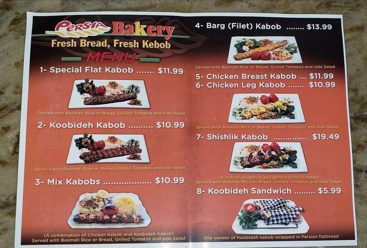 Menu at Persia Bakery & Kabob, Richmond Hill