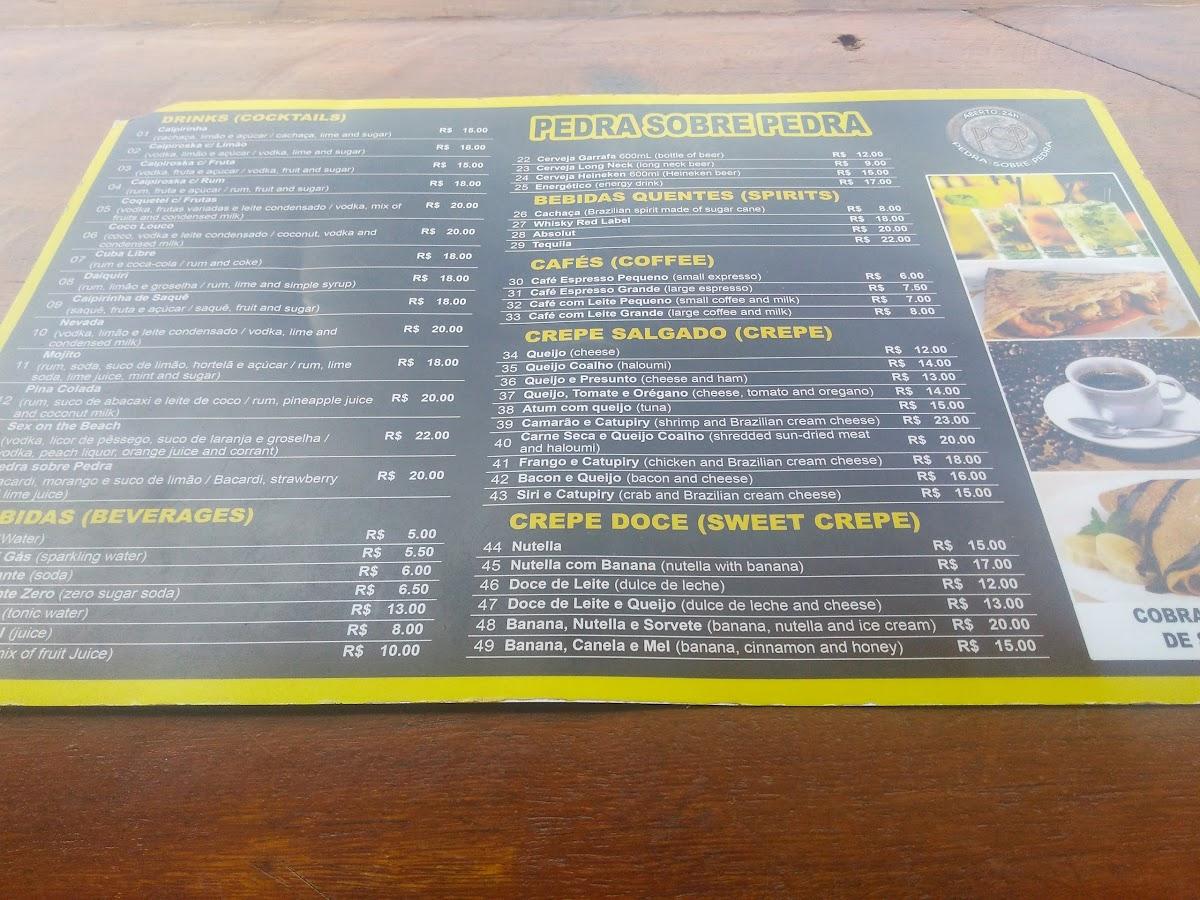 Menu em Restaurante Pedra sobre Pedra, Morro de São Paulo