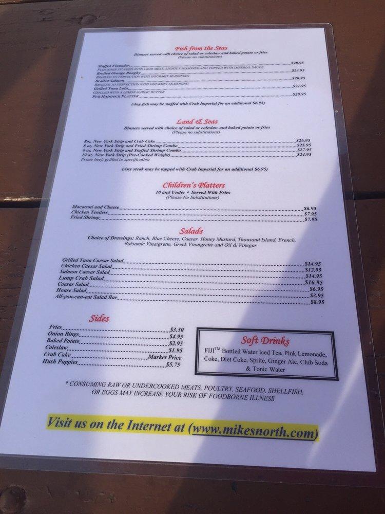 Menu at Mike's Crab House North restaurant, Pasadena