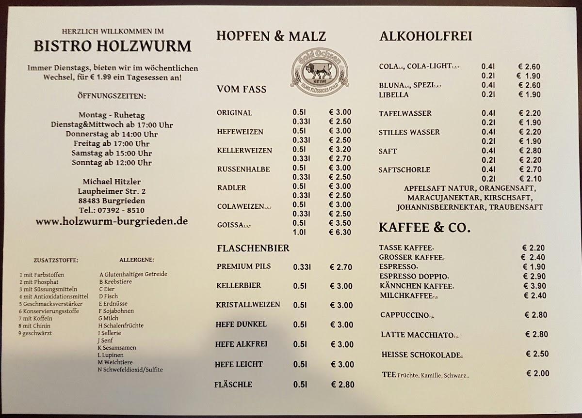 Menu At Holzwurm Da Andrea Pizzeria Burgrieden