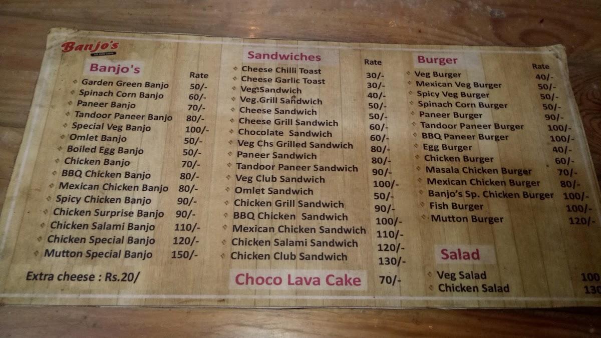 Menu at Banjo's The Food Chain, Nashik, Shop No 1 Opposite Ambika Sweets