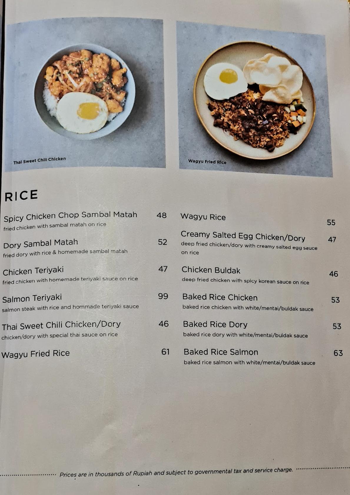 Menu at My Story Steak & Eatery steakhouse, Surabaya