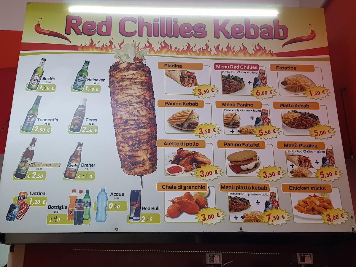 Speisekarte von Red Chillies Kebabpizzeria, Lecce