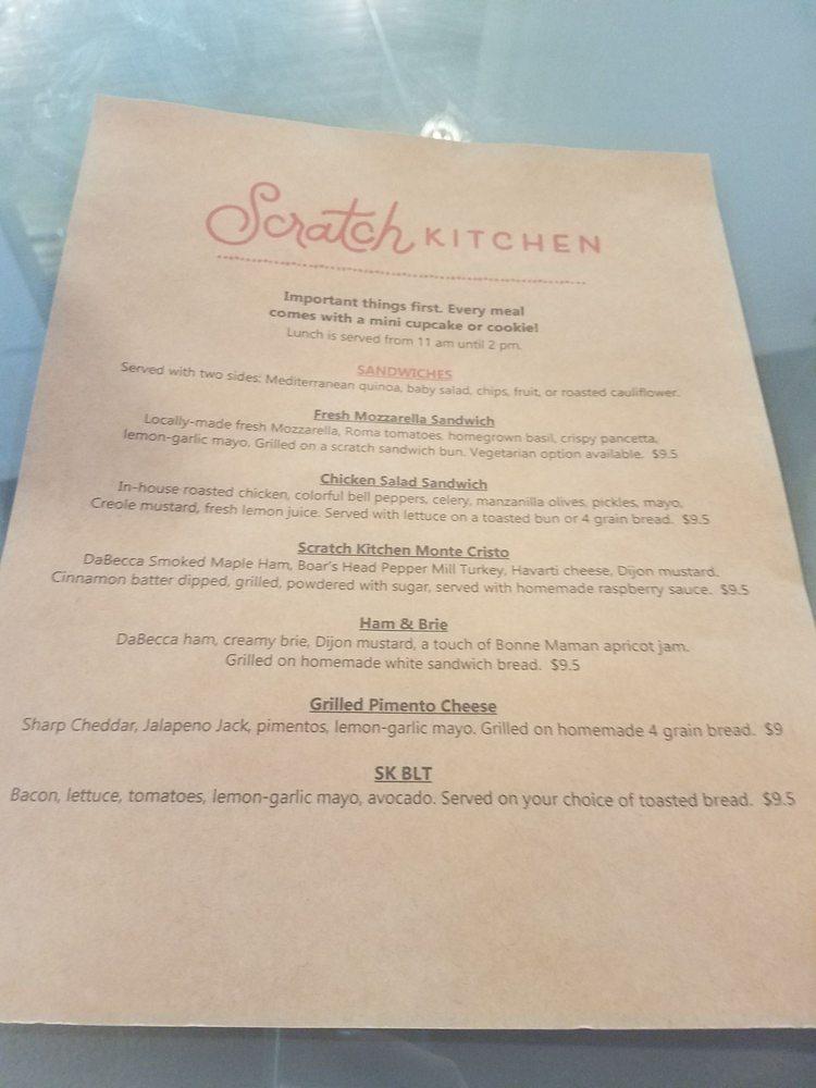 Menu at Scratch Kitchen cafe, San Antonio