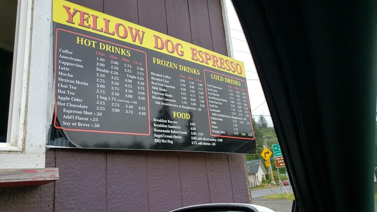 Menu at Yellow Dog Espresso, Hebo