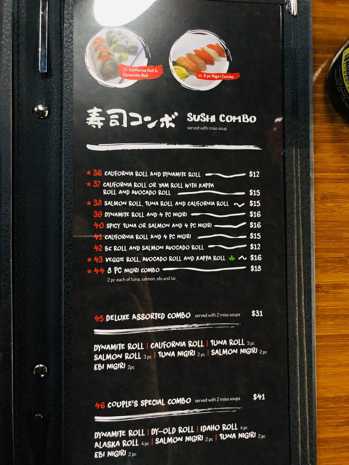 Menu at Neko Sushi restaurant, Edson