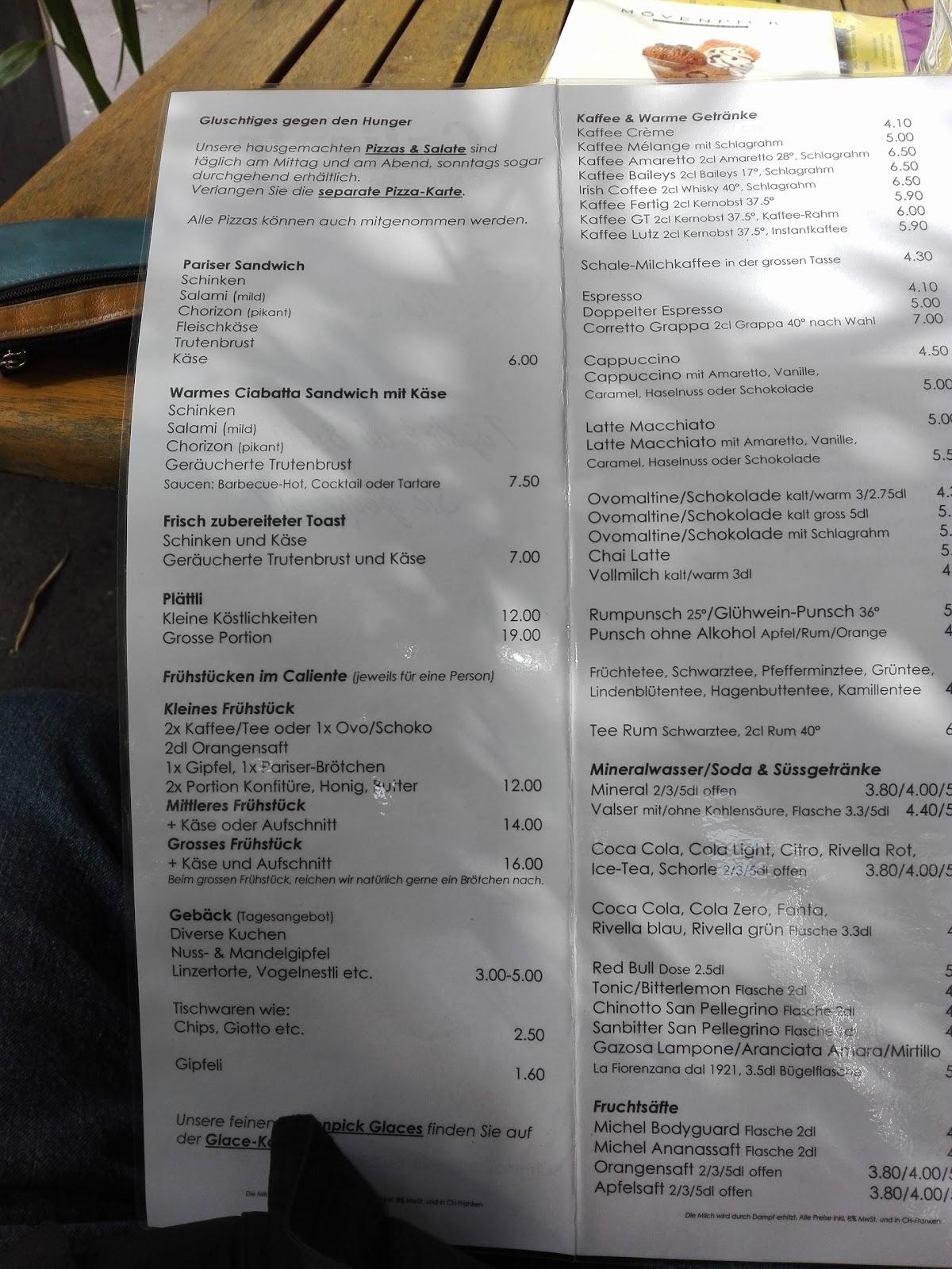 Menu de Restaurant Pizzeria Caliente