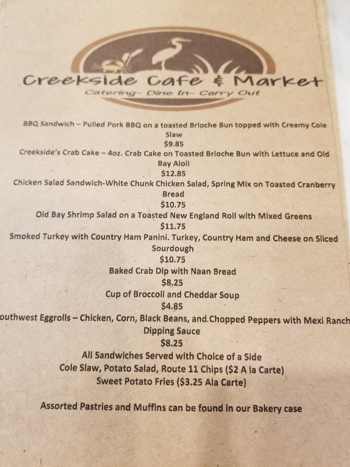 Menu at Creekside Cafe & Market, Gloucester Point