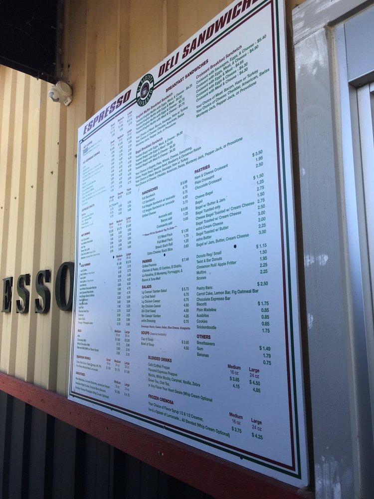 Menu at La Barista Espresso, Fairfield