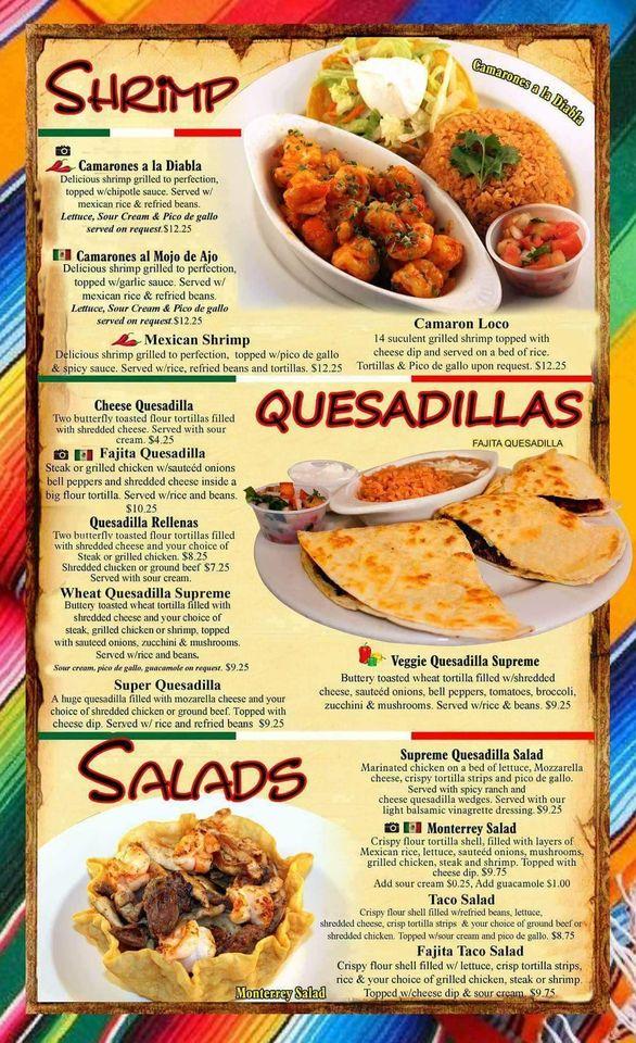 Menu at Monterrey Mexican Restaurant, Cherokee