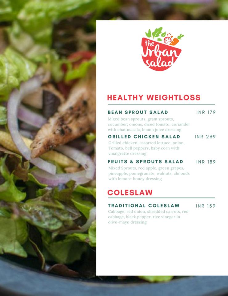 Menu at The Urban Salad, Coimbatore, Vetrivel Nagar