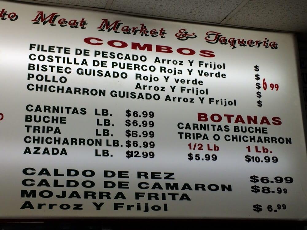 Menu at El Torito restaurant, Jurupa Valley